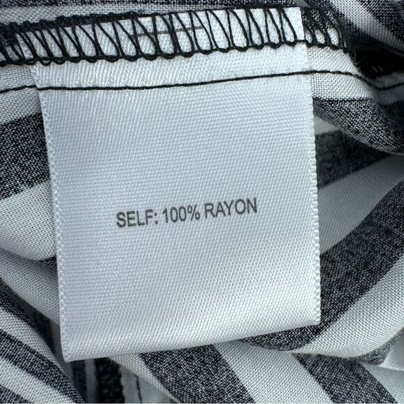 Jane + Delancey Multi Stripe Rayon Button Down Tunic Shirt Black White XL - Picture 11 of 13